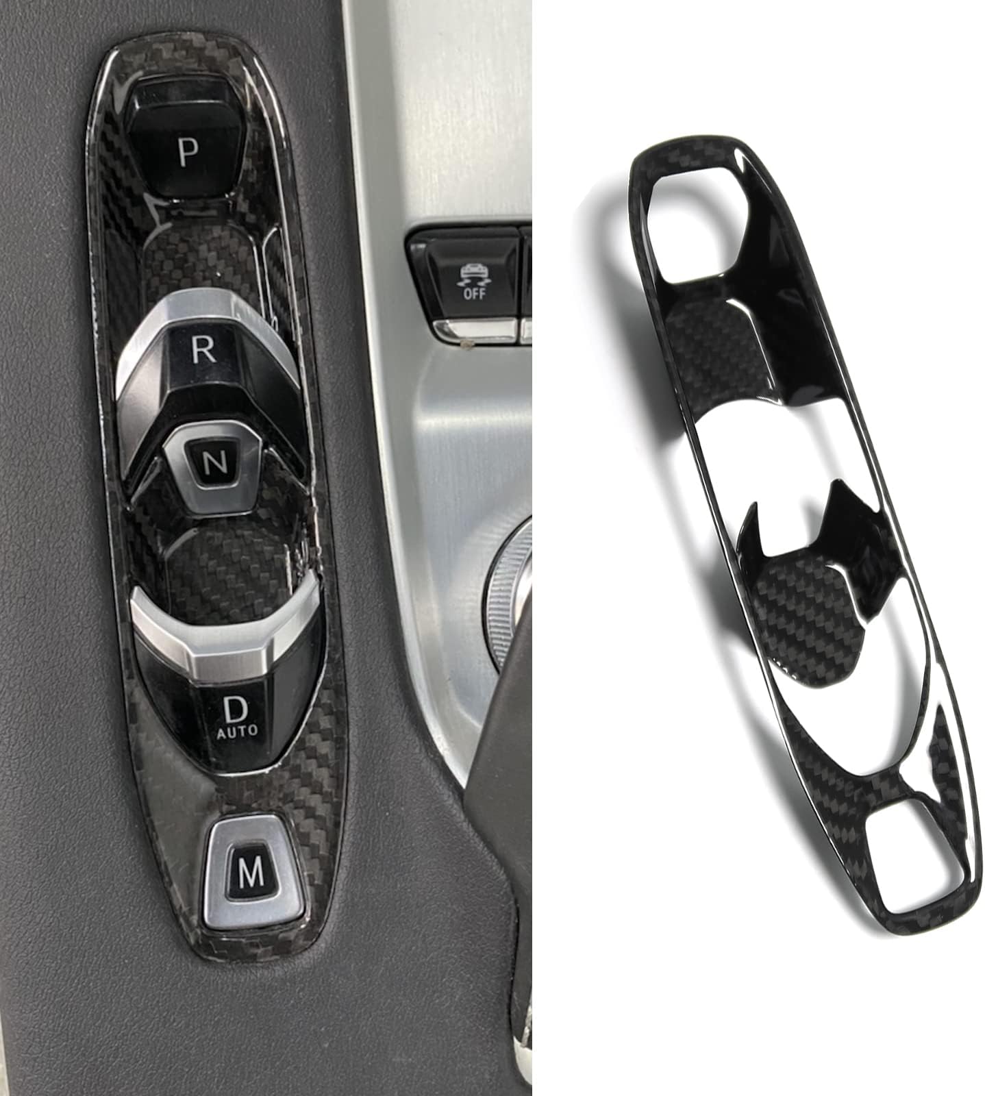 Car Genuine Carbon Fiber Console Gear Shift Button Panel for Corvette C8 Z51 Z06 Stingray Coupe 2020 2021 2022 2023 2024 2025,C8 Interior P D Auto M Button Frame(Black Carbon Whole)