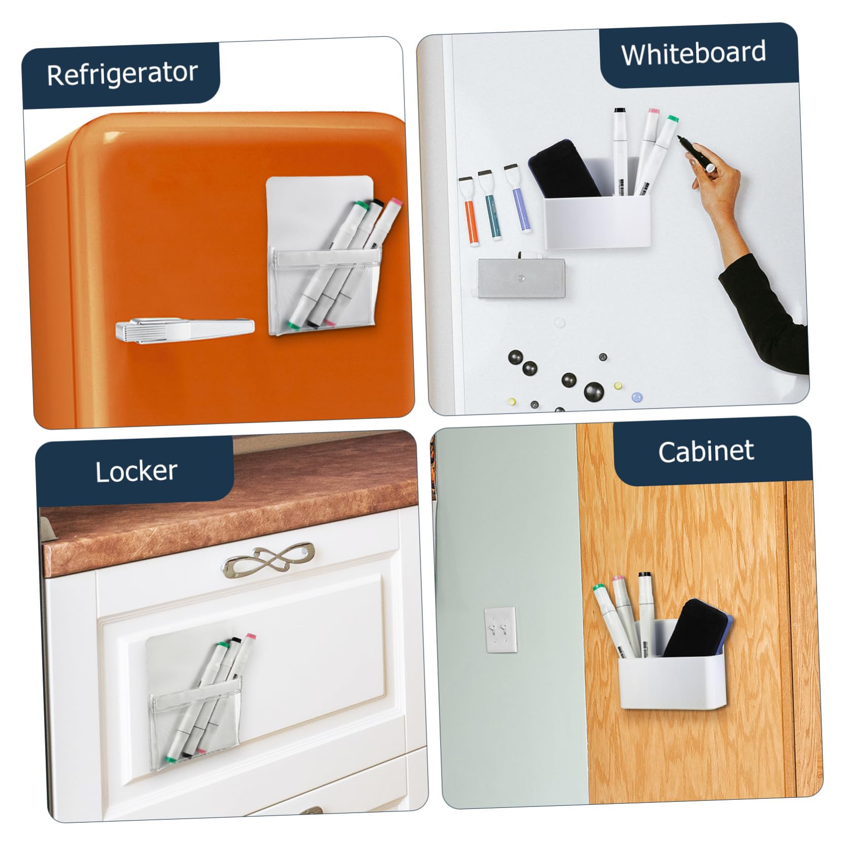 VILLCASE 2 Juegos De Portalápices Magnéticos Para Pizarra De Plástico Para Guardar Bolígrafos Imanes Para La Escuela La Oficina Y El Refrigerador (2 Unidades)