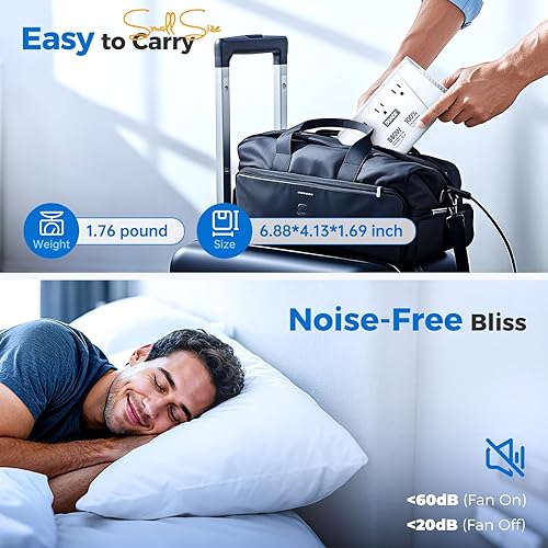 Miniatura 7 de DOACE 800W Convertidor de voltaje de onda sinusoidal pura EE.UU. a Europa - Convertidor de 220V a 110V para viajes europeos, adaptador de