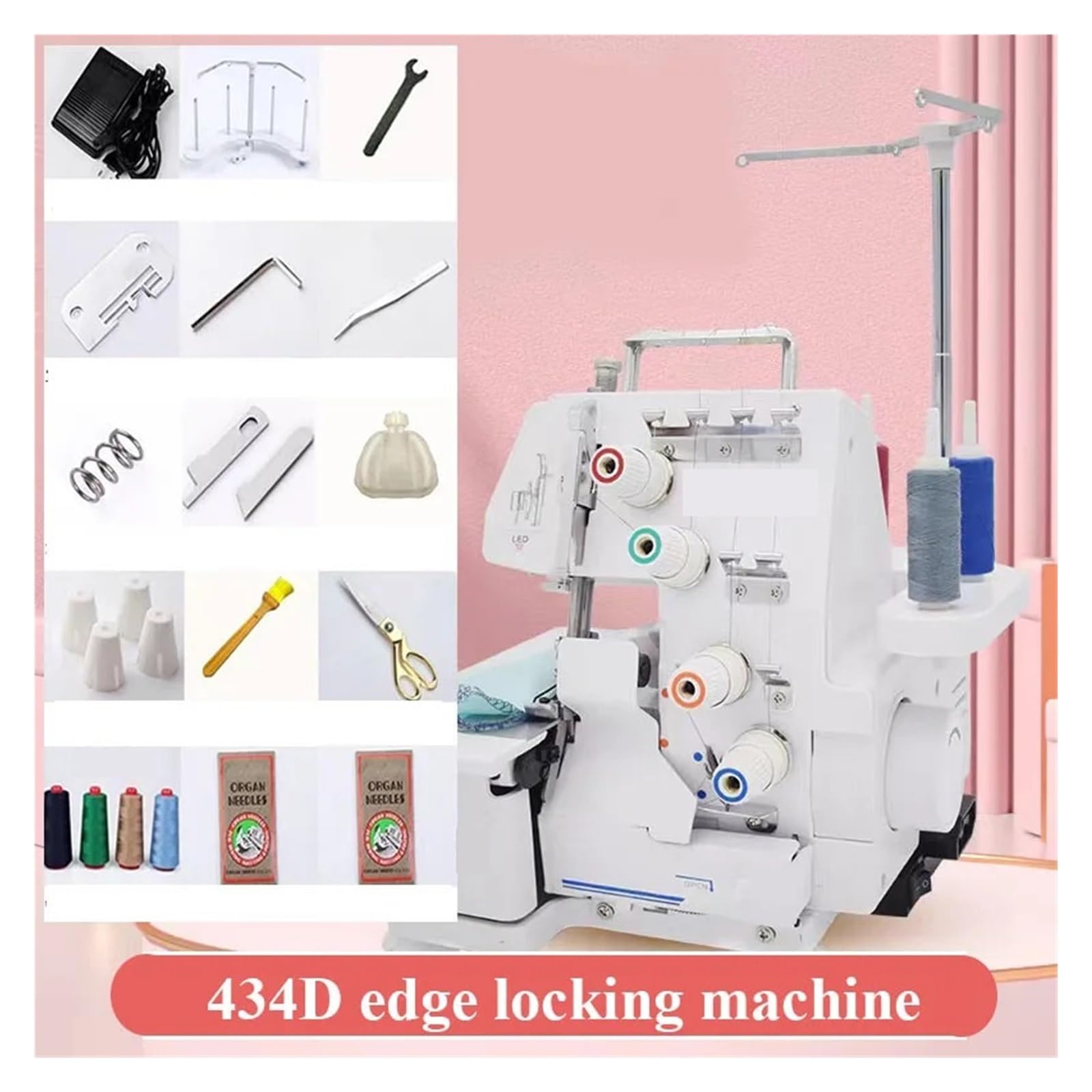 Máquina de Coser overlock de Cuatro líneas, máquina overlock portátil, máquina de Coser eléctrica de 4 líneas, fácil de Usar.,Type A