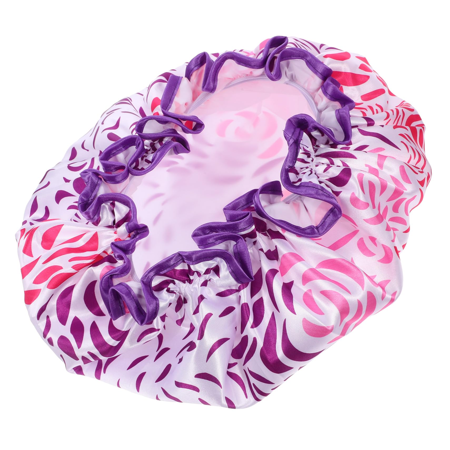 Bonnet de Réutilisable Satin Double Couche Grand Bonnet Bain Femme Cheveux Longs Imperméable Élastique Décoratif pour Soins Capillaires