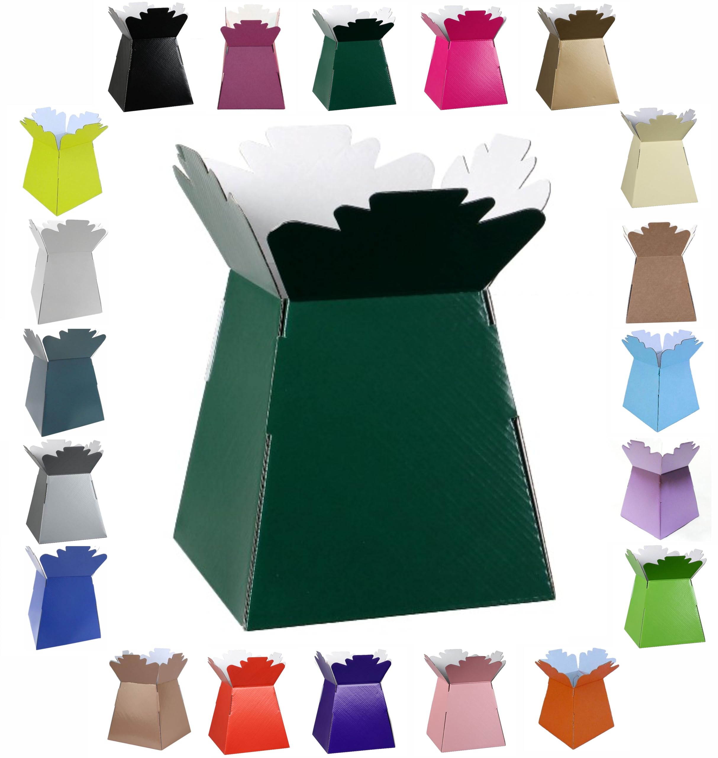 Glossy Vibrant Bouquet, Flower Box/Vase - Transportation Display, Presentation Boxes (2, Dark Green) โ image 1