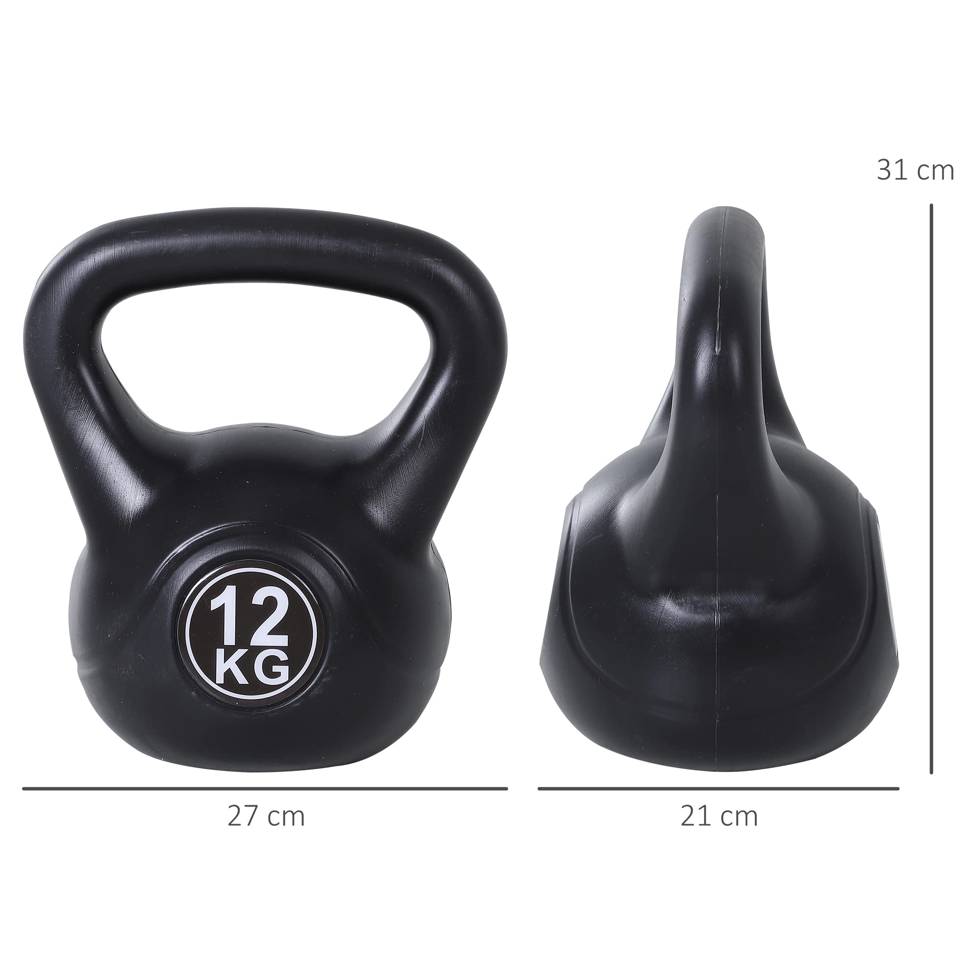HOMCOM Kettlebell Kugelhantel Gewicht-Hantel mit Sand befüllt für Anfänger Zuhause Krafttraining