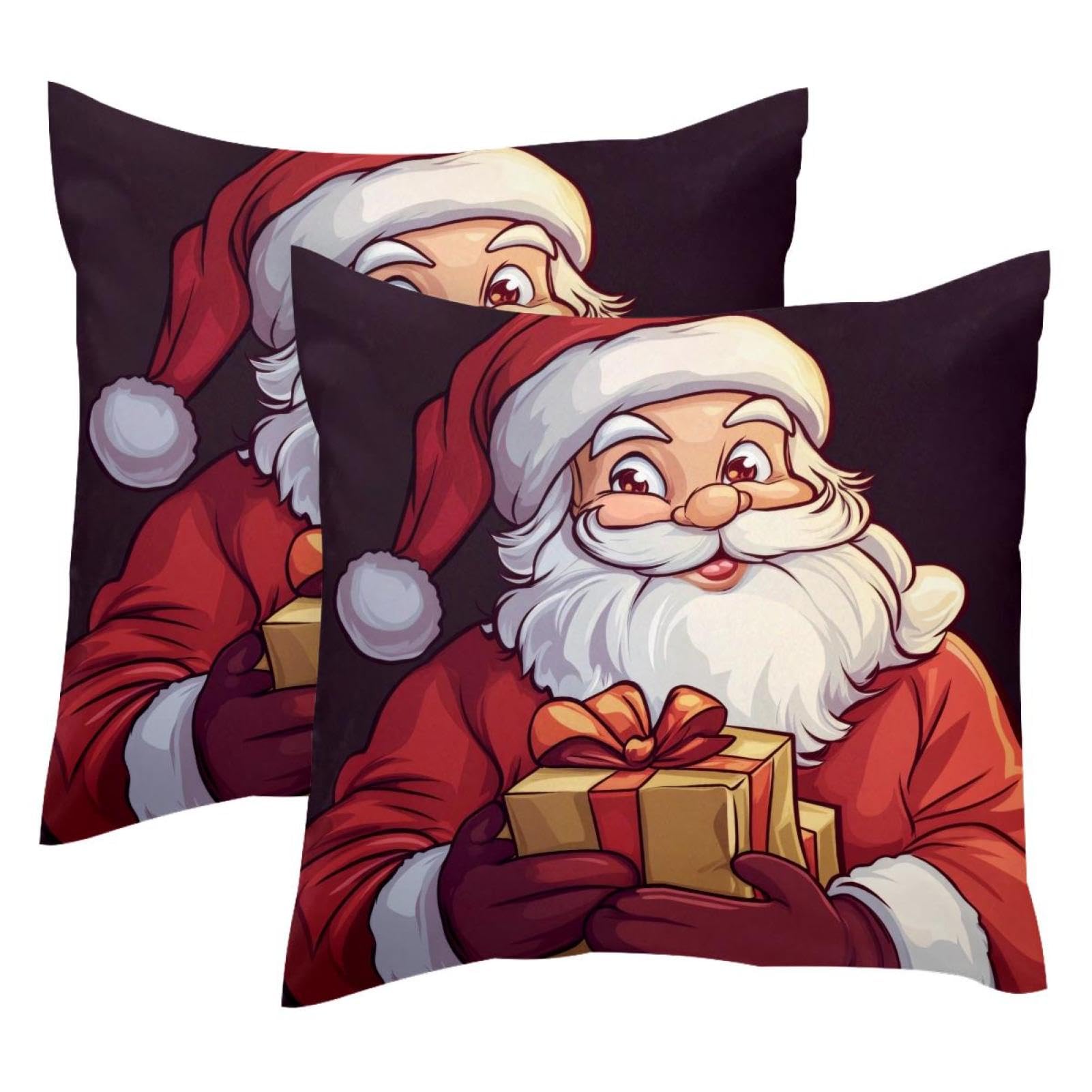 Housses de coussin Père Noël en velours 50x50 cm lot de 2 pour la décoration de Noël