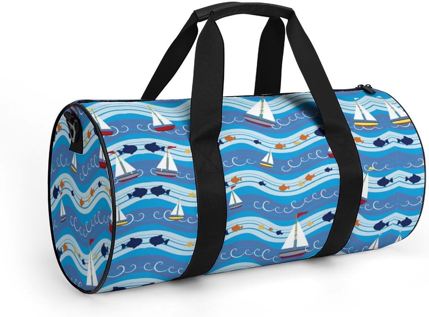 Sailing Waves Boats Gym Sport Bag Travel Duffle Backpack Weekender Overnight with Shoes Compartment for Women Men
