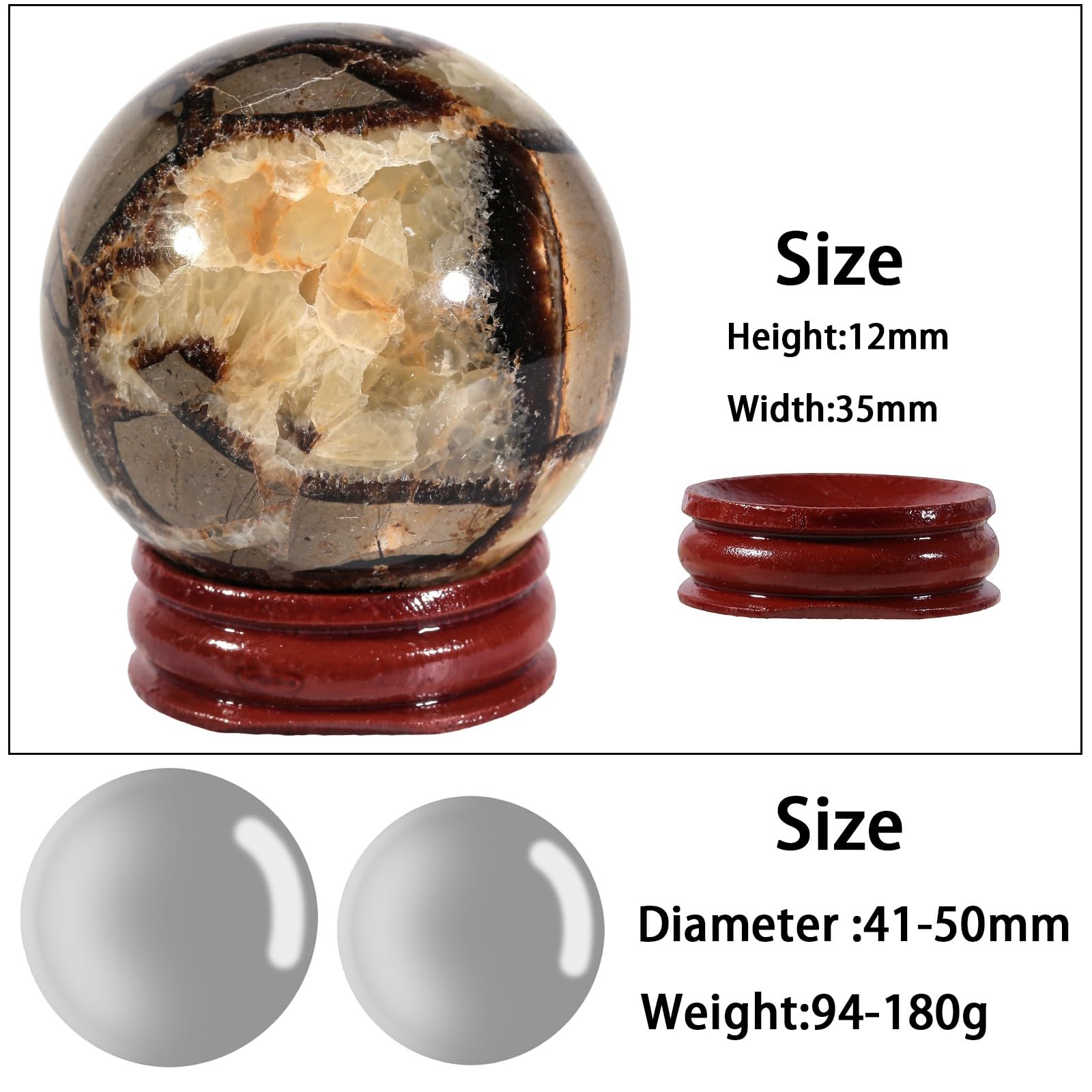 KYEYGWO Natural Septarian Dragon Stone Crystal Ball Ornament with Stand - Image 2