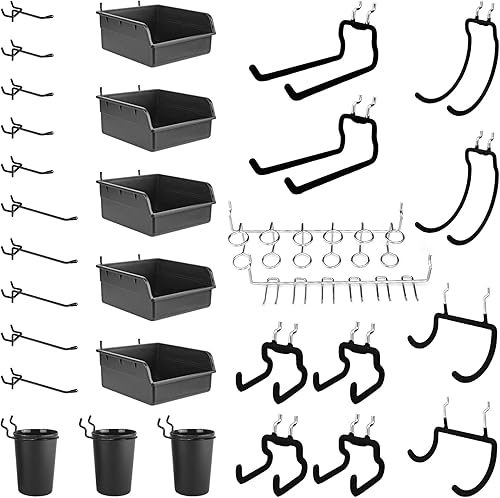 Accesorios de ganchos para tablero de clavijas de 14 pulgadas, 30 ganchos para herramientas para tablero de clavijas de 14 pulgadas, accesorios para