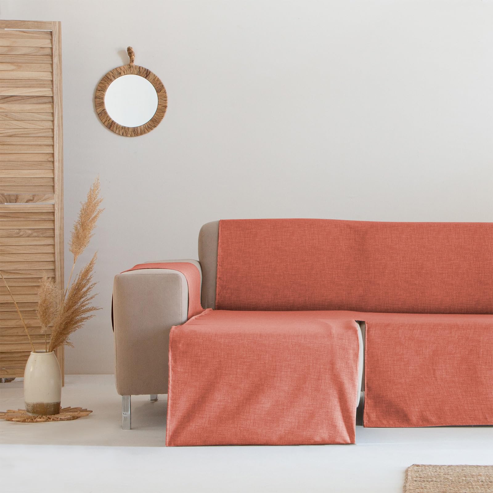 GAMUSI Sofa Cover Chaise Long Waterproof Stain Resistant Sofa Cover Chaise Longue 240 cm Left Arm, Tile Colour