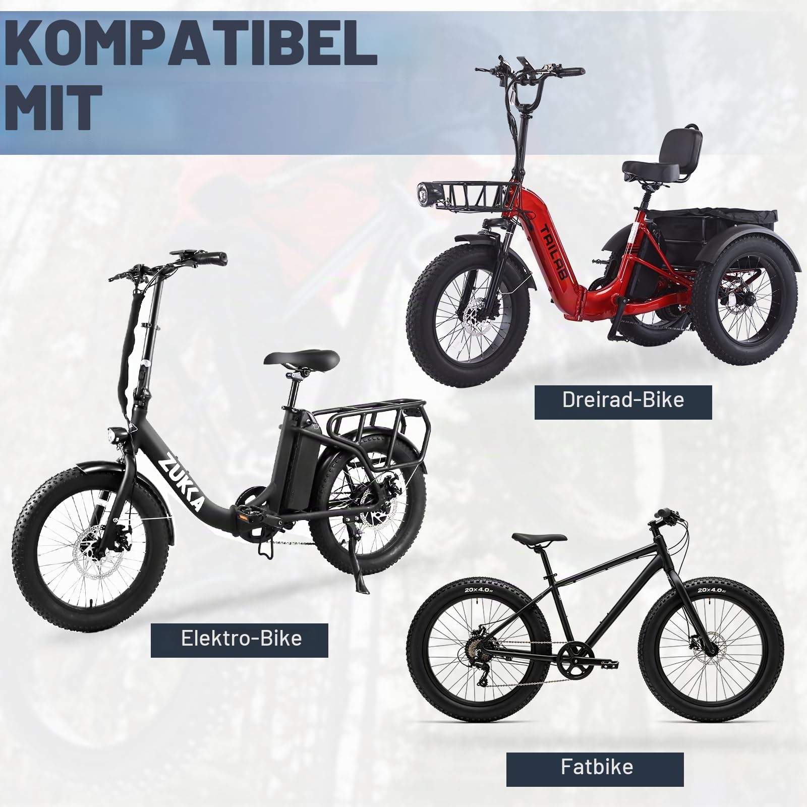 20x4.0（98-406） E-Bike Reifen | 20x4.0 Zoll, E-Bike-geeignet, verstärkte Karkasse, gute Traktion, passend für Fatbike & MTB, inkl. 2 Reifenheber