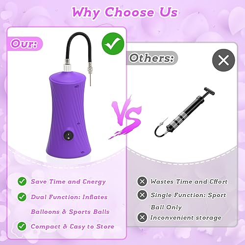 Miniatura 3 de AXHJ Bomba de aire eléctrica para globos largos y pelota deportiva, bomba de globo de aire eléctrica 2 en 1, inflador de globos para globos de