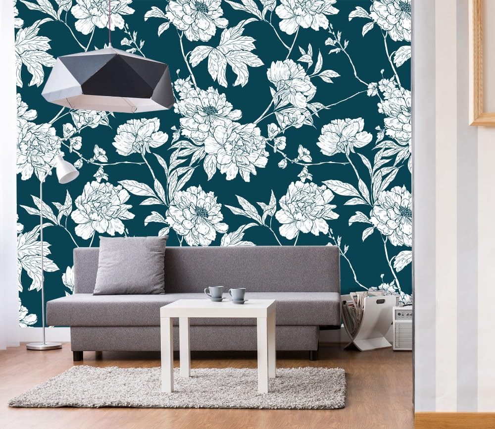 Papier peint intissé fleurs élégantes 200x140cm pour décoration salon et chambre