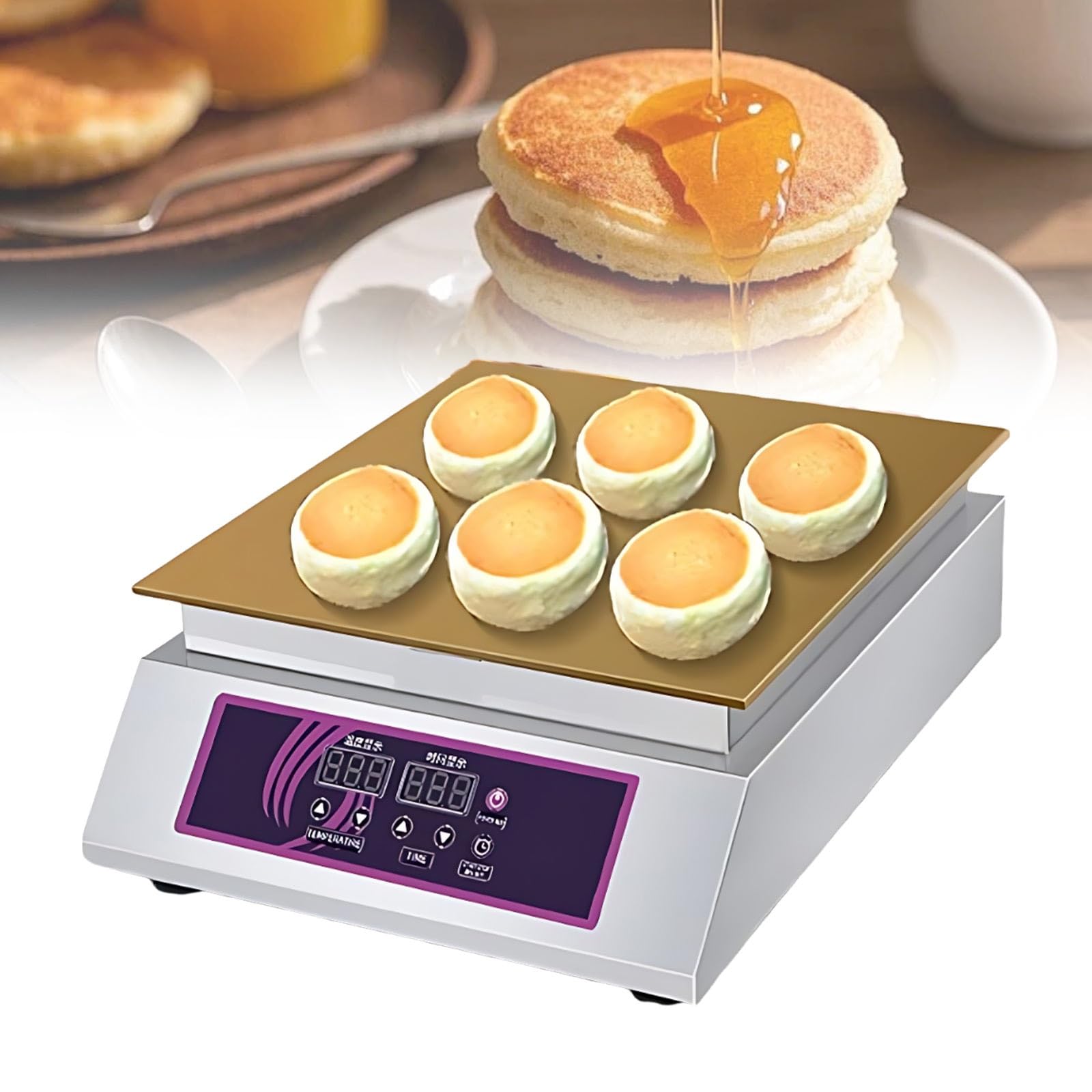 Maquina Pancake Japonesa Souffle, Crepera Electrica Profesional, Hotcake Maker Con Plancha De Laton Para Cocina De Postres Y Food Truck(Single-Head)