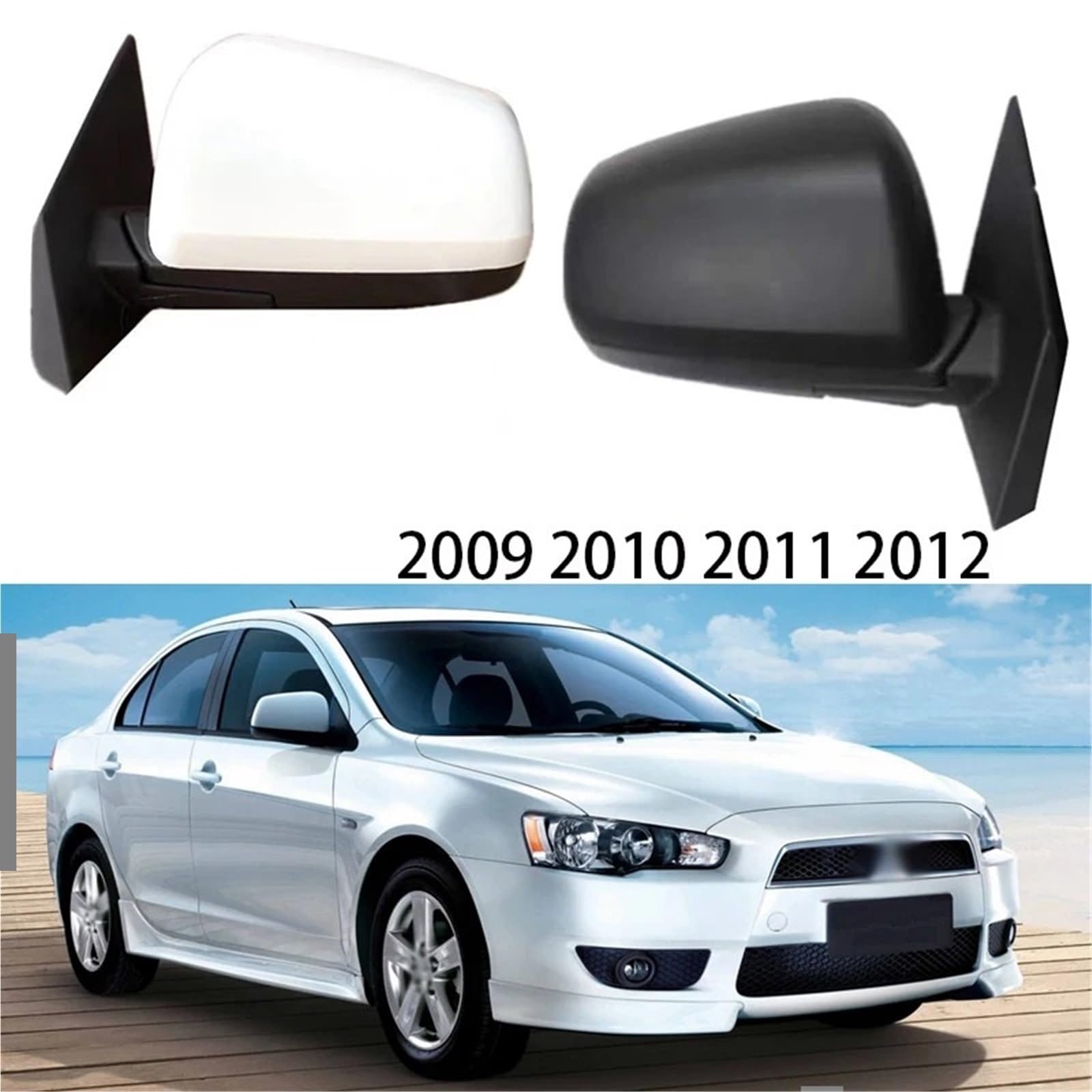 Specchietto retrovisore for auto compatibile for Lancer EX 2009 2010 2011 2012 Gruppo specchietto retrovisore laterale automatico 3 fili 5 fili (3 fili bianco destro)(3-wire white right)