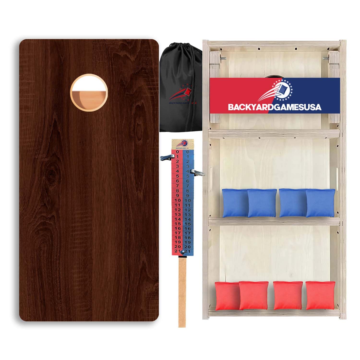 Wood Grain Series - Premium Cornhole Boards w Cupholders and a Handle - Includes 2 Regulation 4' x 2' Cornhole Boards w Premium Birch Plywood and 8