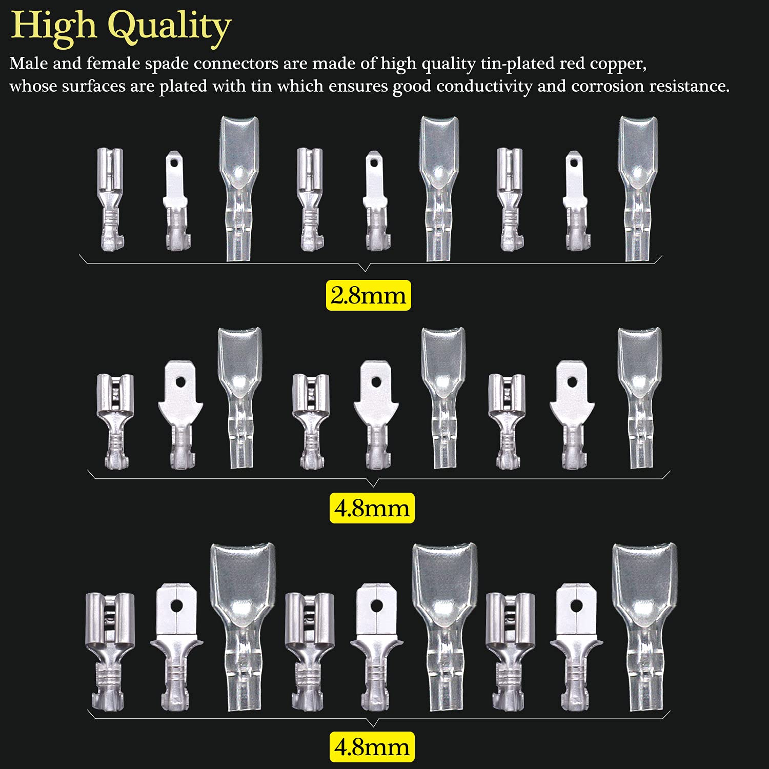 Twidec/360Pcs 2.8/4.8/6.3mm Quick Splice Male and Female Wire Spade Connector Crimp Terminal Block Assortment Kit with Insulating Sleeve for Electrical Wiring Car Audio Speaker