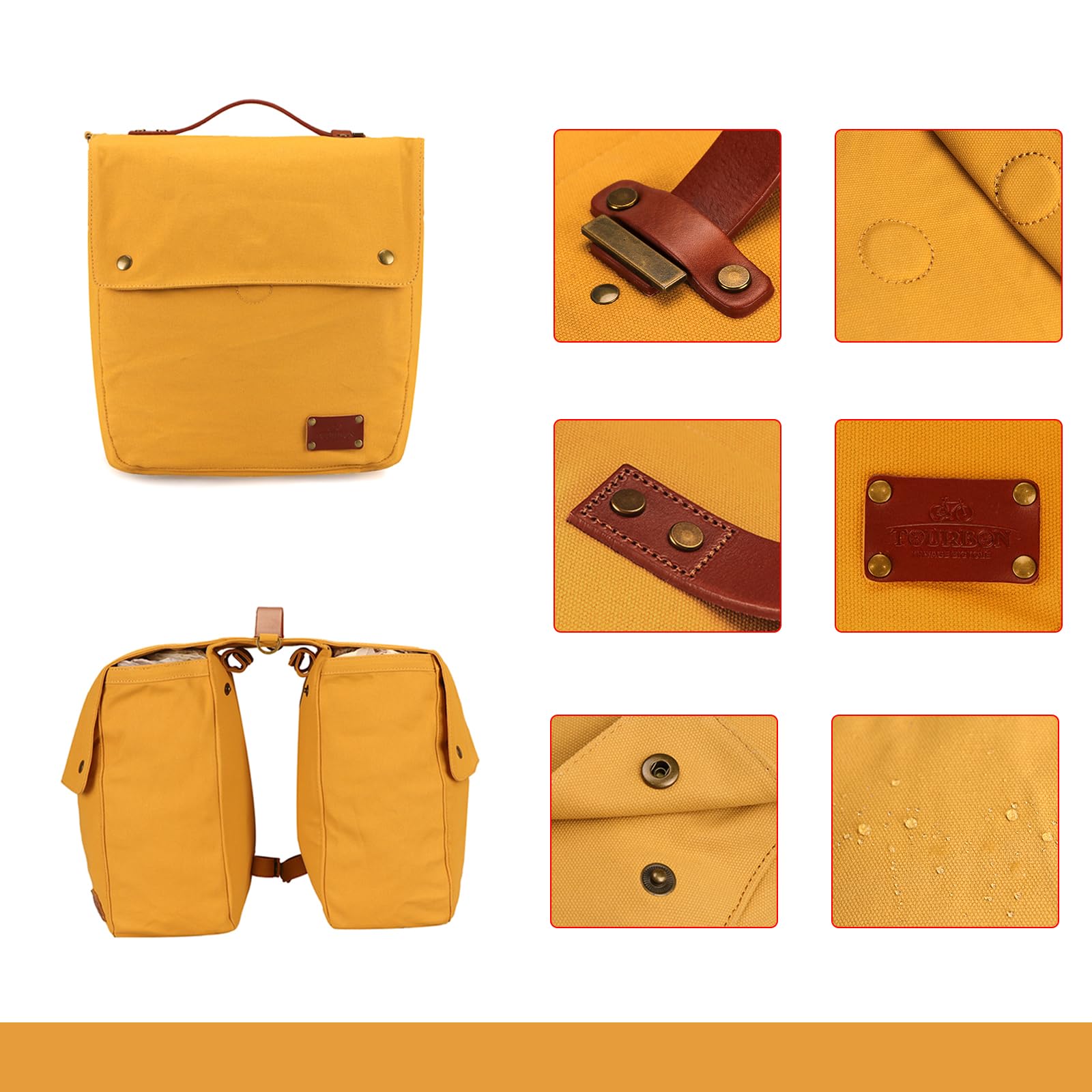 TOURBON - Borsa impermeabile in tela per bicicletta, con doppio avvolgimento, per sedile posteriore (kaki)