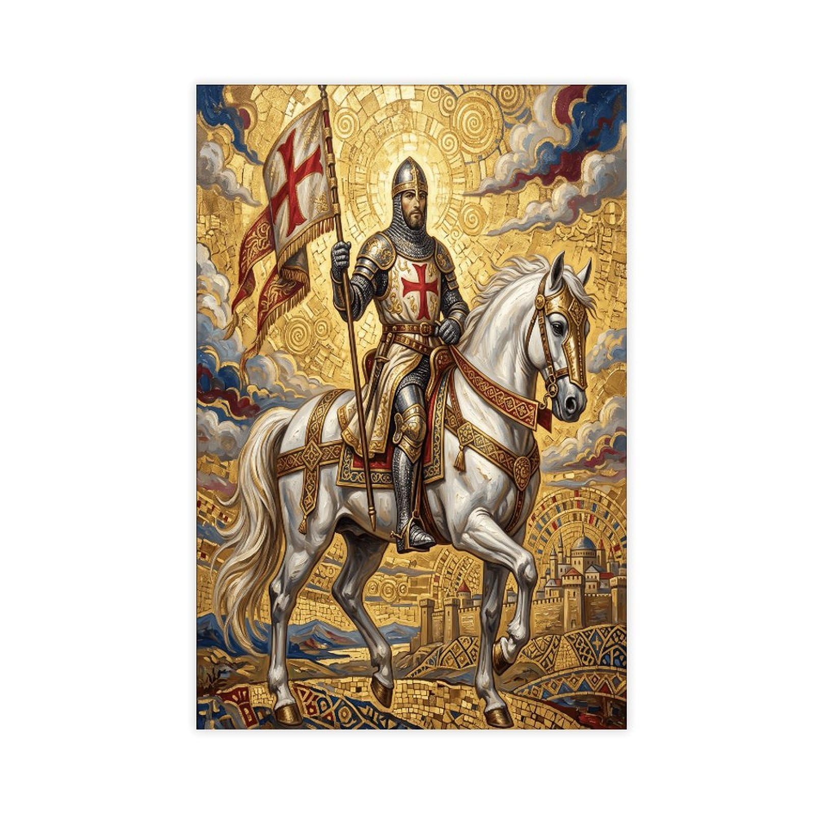 H3b8u2y5 Unframe-Style-4 Templar Knight Canvas Wall Art, Medieval Hero Reading Corner