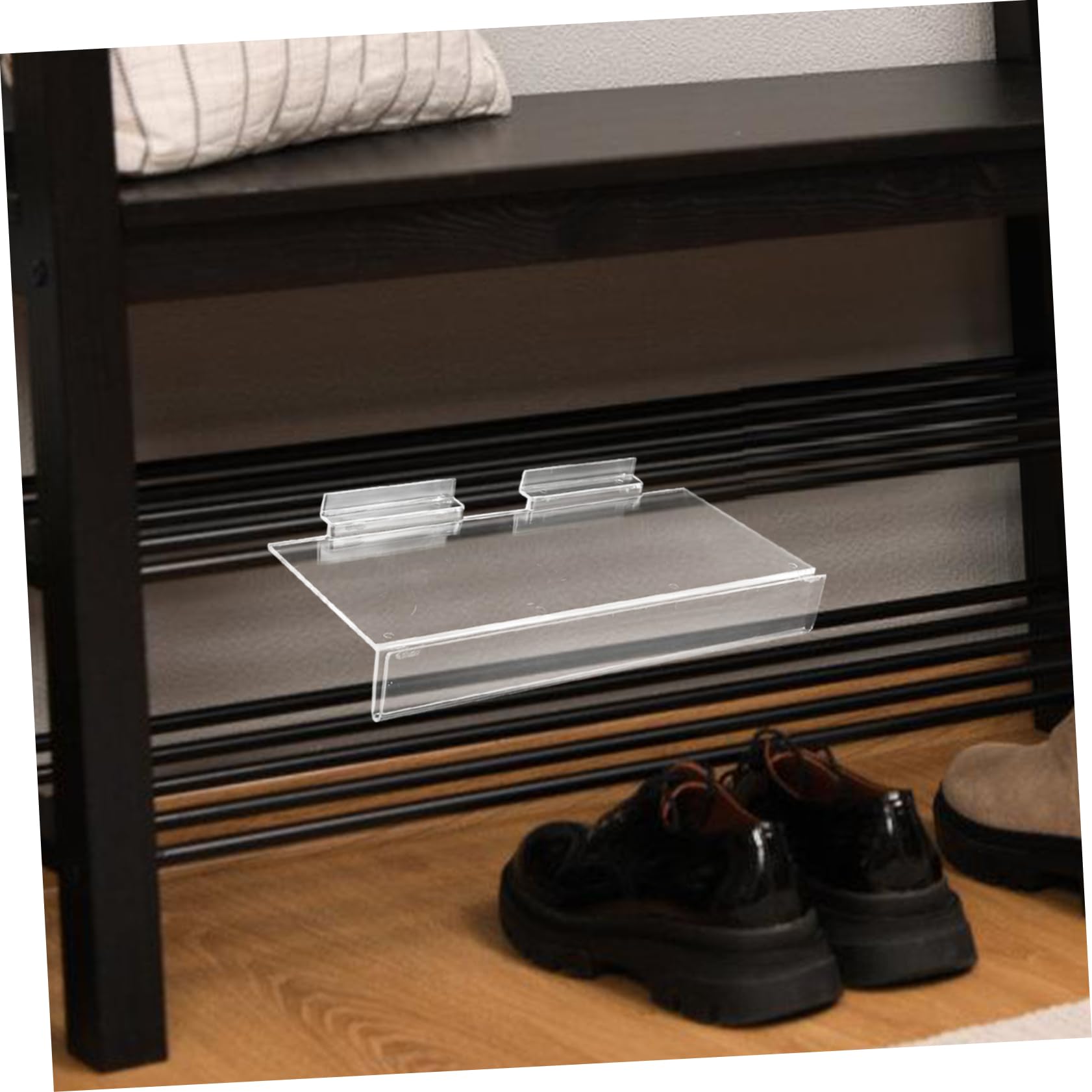 Cabilock 4sets Shoe Rack Rectangular Shelf Slat Wall Shelf Slatwall Shelf Slat Wall Shelves Wall Retail Display Shelves Flat Display Shelves Slatwall Displays Shelves Acrylic 2pcs*4