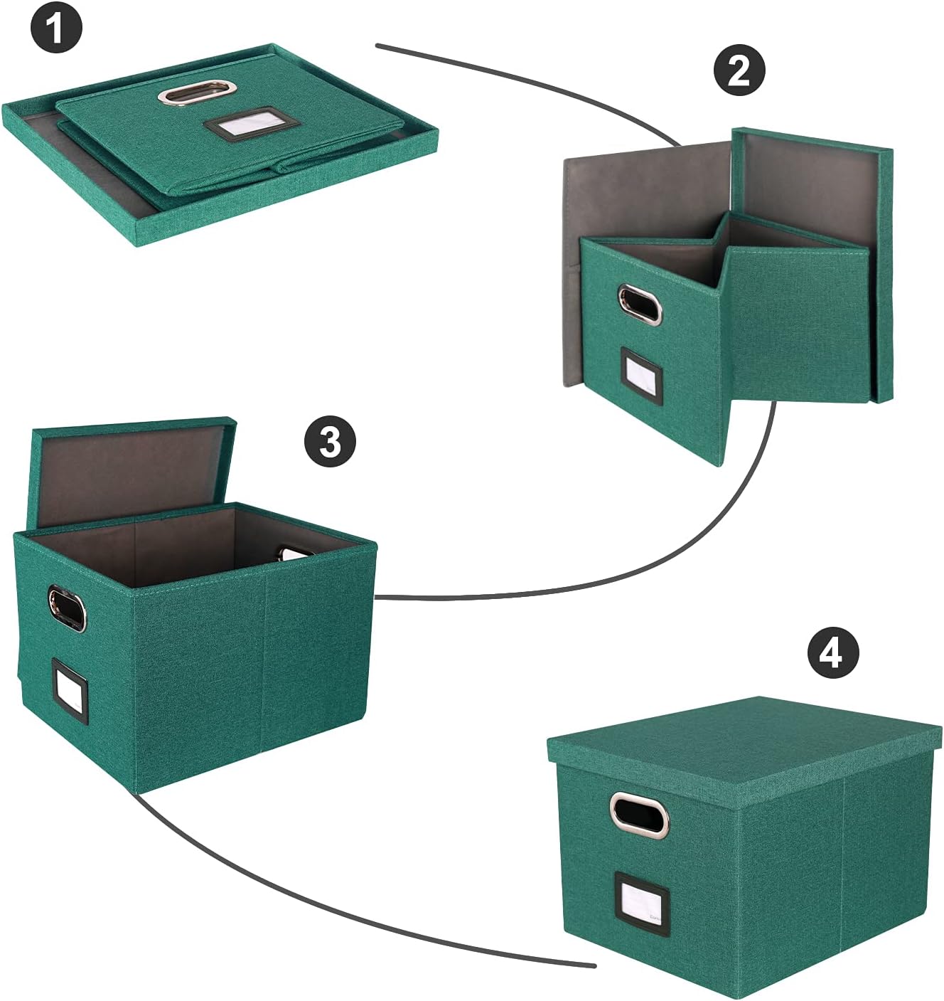 Comix Upgraded Collapsible Storage Containers with Lids, Linen Fabric Large Foldable Storage Bins Boxes Organizer Baskets Cube with Cover for Home Bedroom Closet Office Nursery Crafts, Green 2 Pack