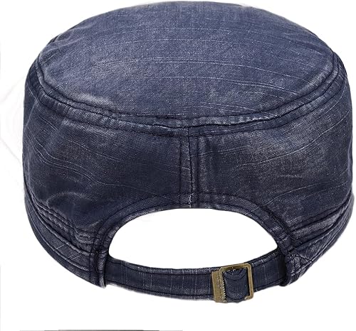 Miniatura 5 de YeeHeen Gorra de béisbol unisex de cadete con parte superior plana ajustable de algodón lavado, gorra militar