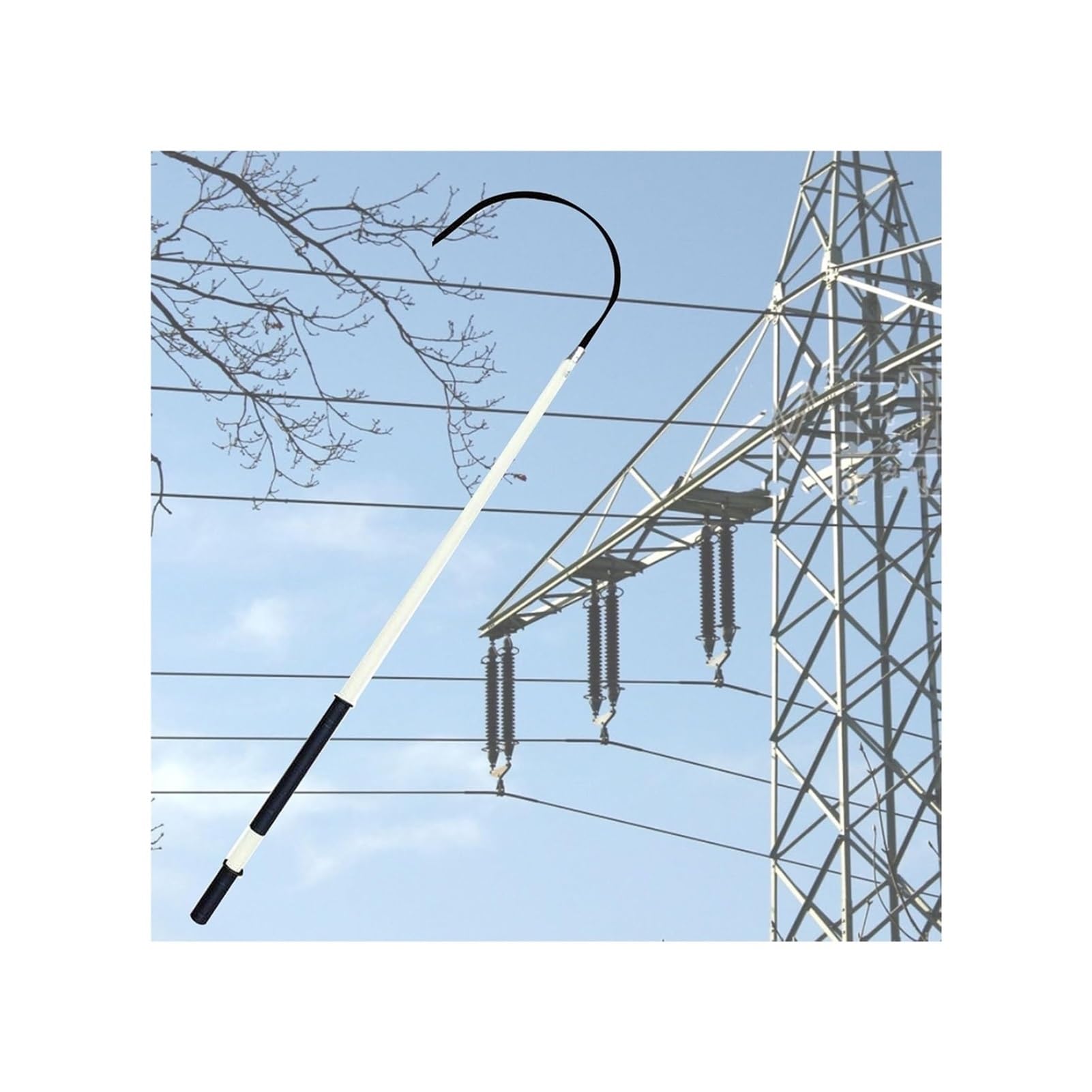 High-Voltage Rescue Hook With 3, 5, 6, 10 Foot Long Epoxy-Insulated Pole, Insulated Rescue Hook 10 Kv 35 Kv 110 Kv For Electric Shock Protection, Electric Vehicles, Elect,White-1M/39.4IN/3.3FT