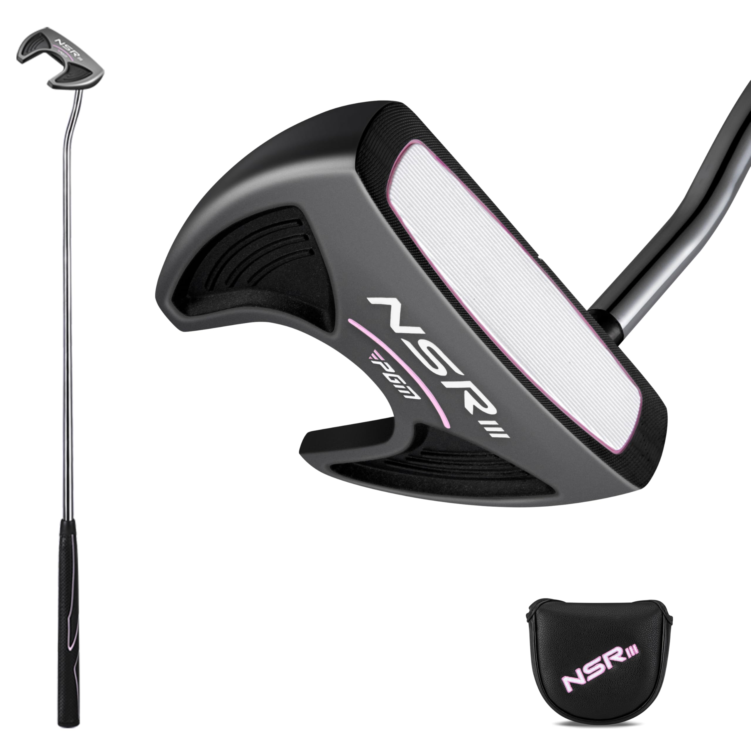 PGM 83.8 cm Golf Putter für Wonmen Rechtshänder mit Schlägerhaube, Ausrichtungshilfe High Moi Mallet Putter Golfschläger für Geradere Putts TUG041