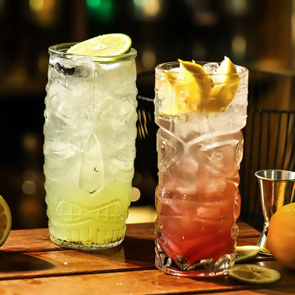 Zerodeko 2 Tazas de Vidrio Transparente Diseño de Rostro Creativo, Copas de Vino Modernas para Fiestas y Bar, Vaso para Beber Tótem de Personalidad, Aptas para Hogar y Reutilizable