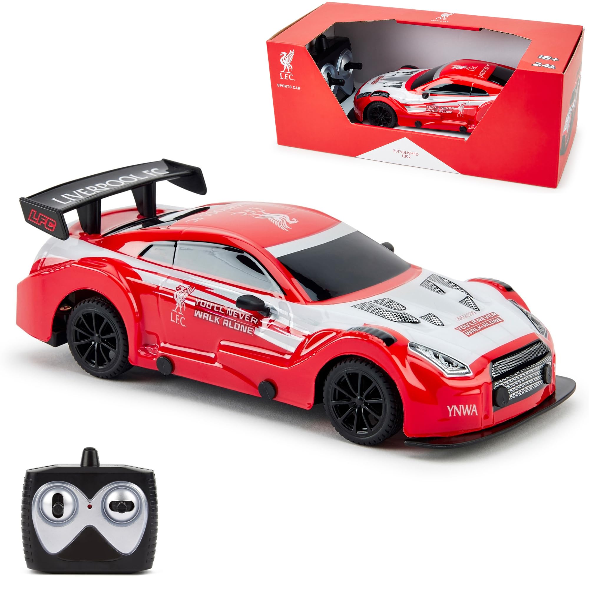 Liverpool FC Officially Licensed RC Sports Car, Remote Control Vehicle, 1:24 Scale Kopites, for Kids & Adults