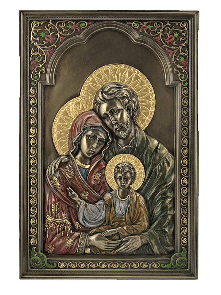 CatholicStore 6x9 Holy Family Icon Plaque, Cold Cast Bronze Resin, Stands or Hangs
