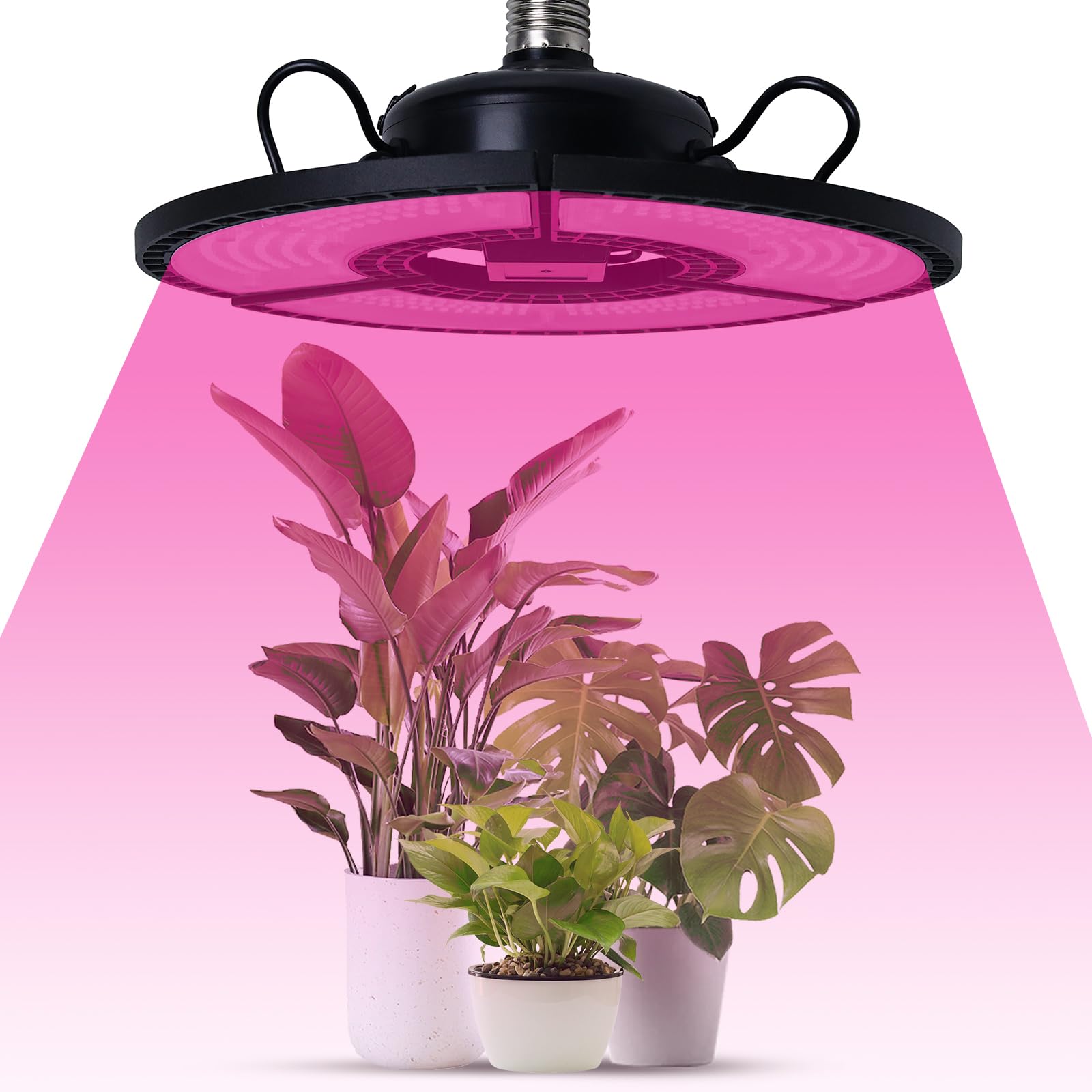 Luci per Piante da Interno 360 LED Spettro Completo Luce Rossa Blu Copertura Totale 90° Pieghevole Impermeabile Altezza Regolabile Appeso Luci per Piante da Interno con Base E27