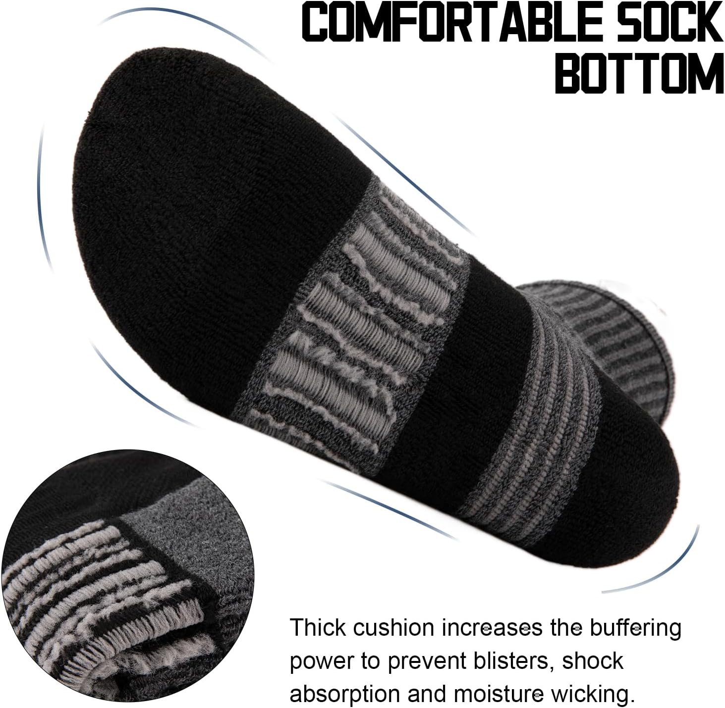 COOVAN 8 Pairs Mens Crew Socks Cushioned Moisture Wicking Athletic Heavy Duty Work Sport Breathable Training Socks - Image 3