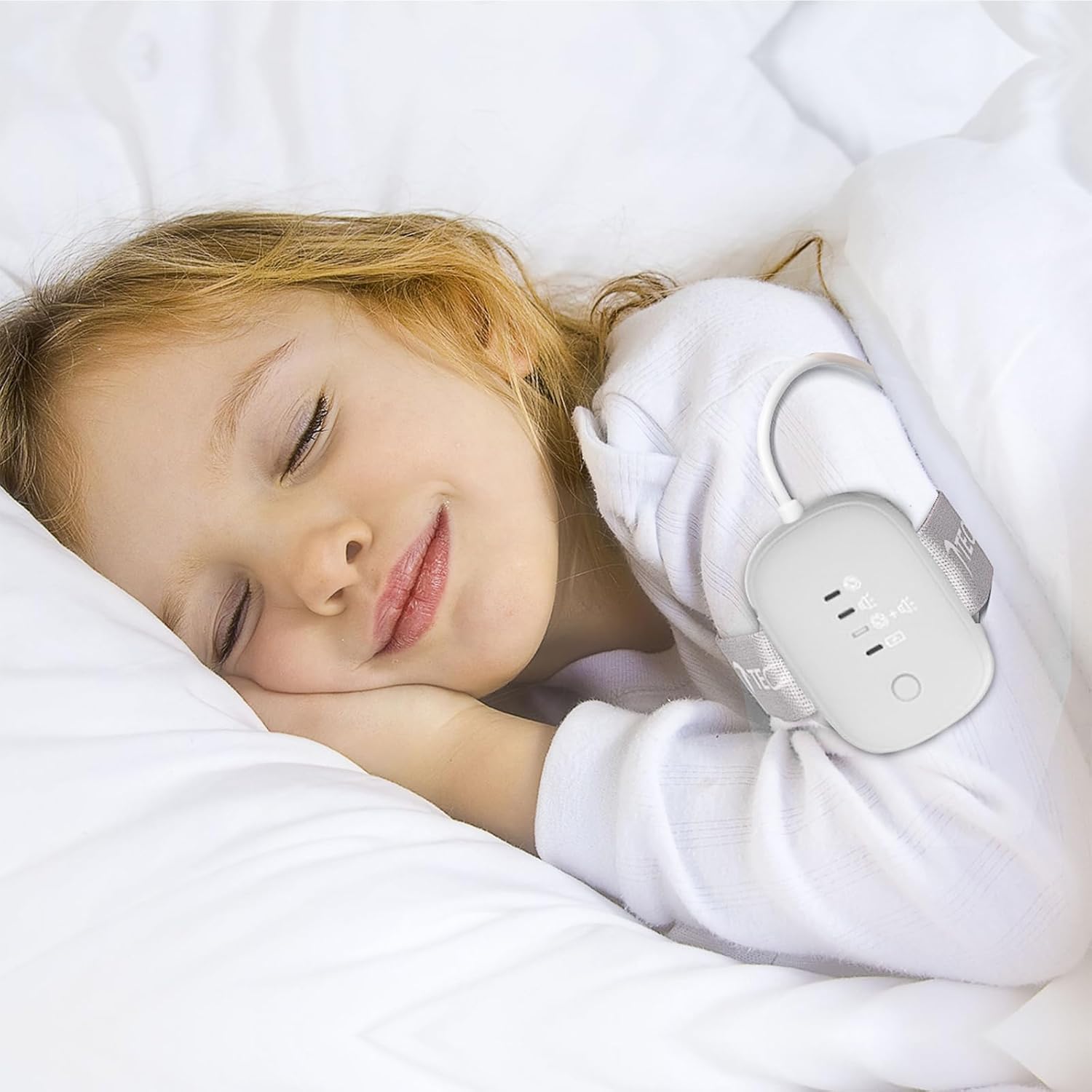 Bettnässer Alarm für Jungen und Mädchen, USB wiederaufladbar, Töpfchenalarm mit Geräuschen und Vibration, Bettnässensensor für Kinder,White