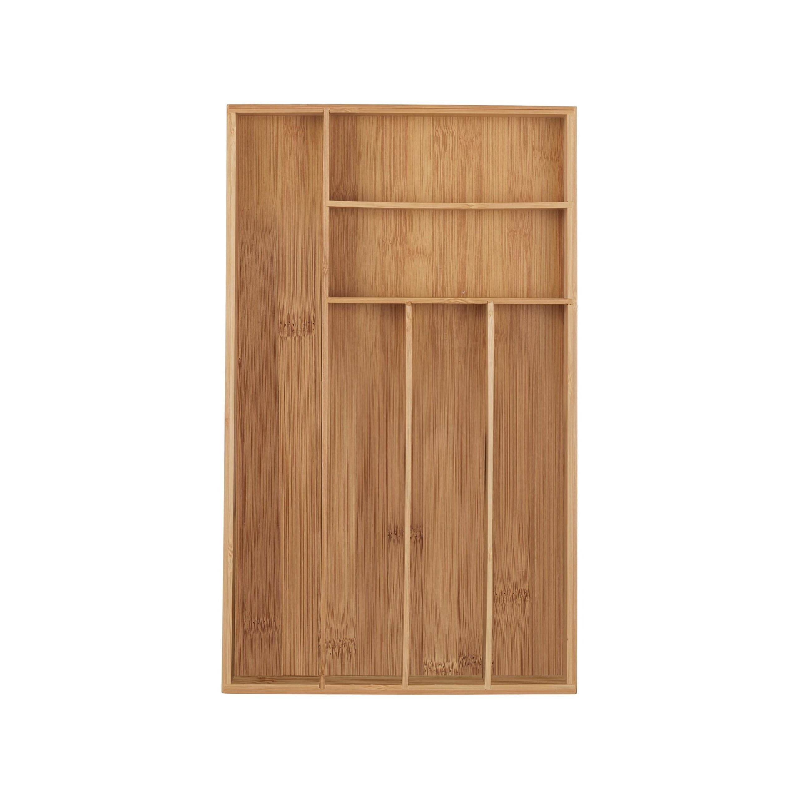 Relaxdays Portaposate da Cassetto in bambù, 6 Scomparti, Divisore Posate e Utensili da Cucina, 5 x 27,5 x 46cm, Naturale