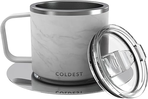 Miniatura 12 de Coldest Taza de café espresso apilable aislada con platillo – Taza aislada de triple pared de viaje de acero inoxidable para viaje de café expreso
