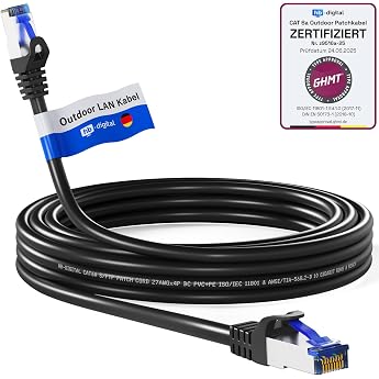 HB-DIGITAL 20m CAT 6a Outdoor LAN Kabel - Schwarz