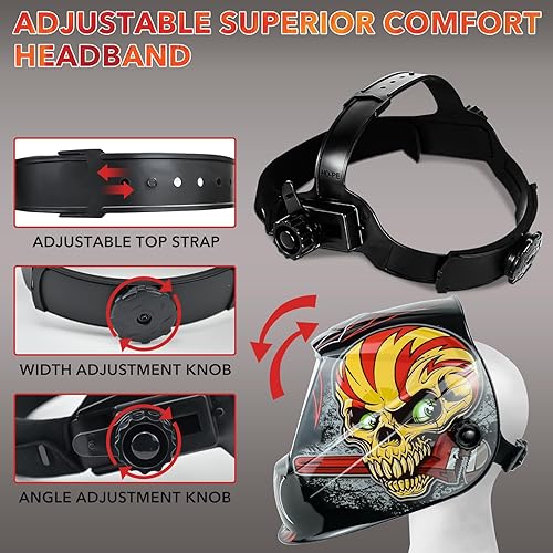 Miniatura 8 de JustHot Casco de soldadura de visión grande 4 Sensor de arco Campana de soldadura 3.94 "x3.15" Máscara de soldadura accionada solar de color