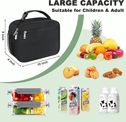 Miniatura 2 de Lonchera para niños y niñas, lonchera aislada duradera, lonchera para niños y niñas, lonchera para la escuela, color negro