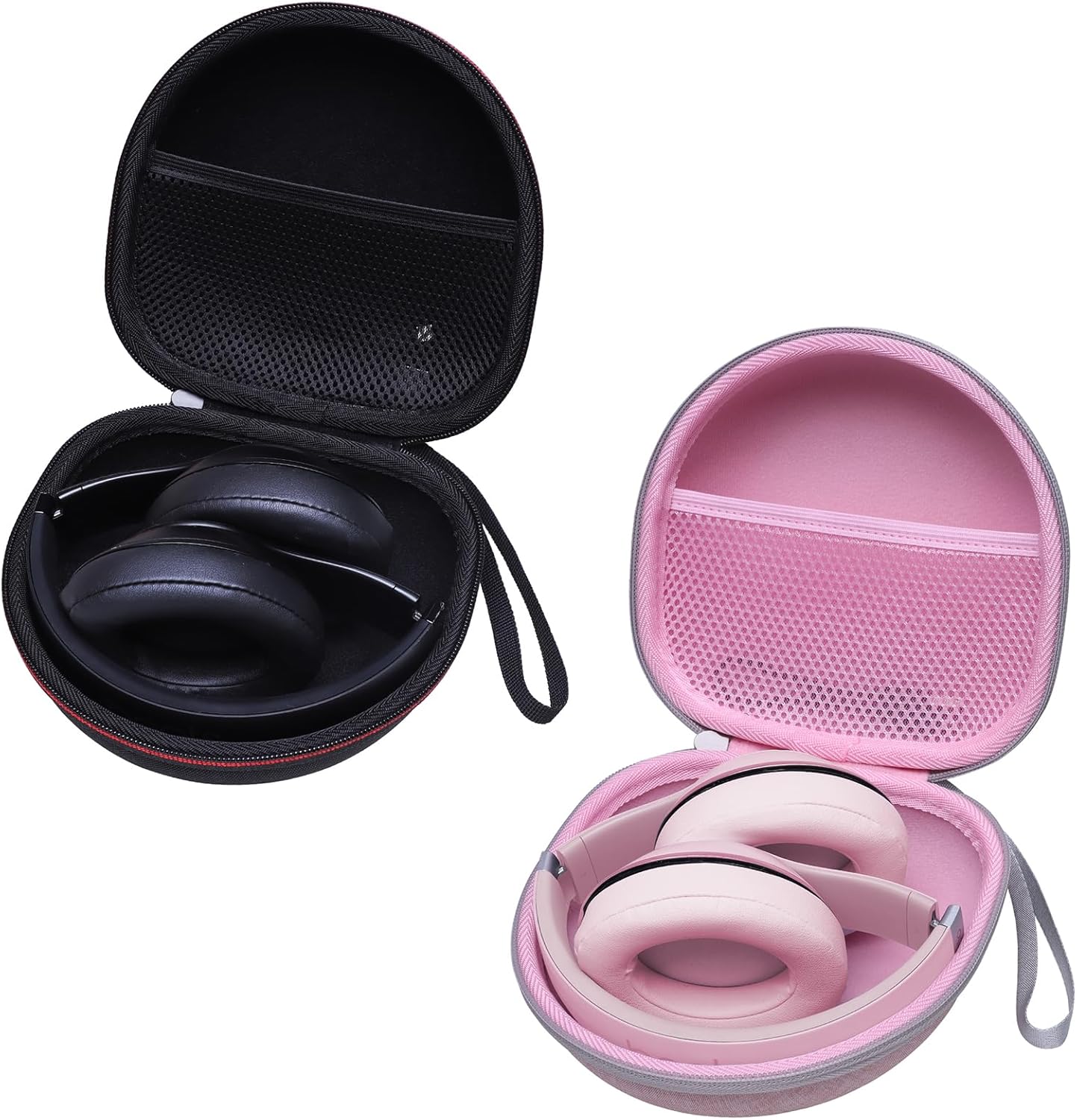 Headphone Case for Beats/JBL/TOZO/BERIBES/KVIDIO Wireless Noise Cancelling Over-Ear Headphones, Black+Pink
