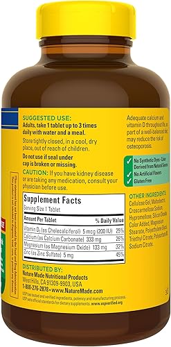 Miniatura 9 de Nature Made Calcio magnesio y zinc pastillas con vitamina D 300 porciones 1893 1 1