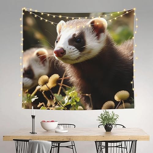 Miniatura 1 de Tapiz de hurón forrajero para colgar en la pared de la sala de estar, tapiz de pared para dormitorio, decoración de pared estética, tapices para