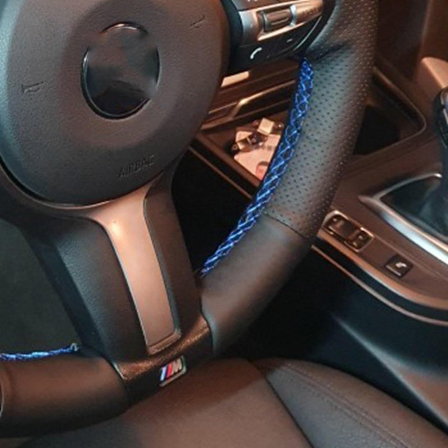 LAVIYE Antypoślizgowy czarny skórzany oplot pokrowiec na kierownicę samochodową, do BMW (M Sport) 2 Series F22 F23 F45 F46 X4 F26 X5 F15 X6 F16 2014-2019