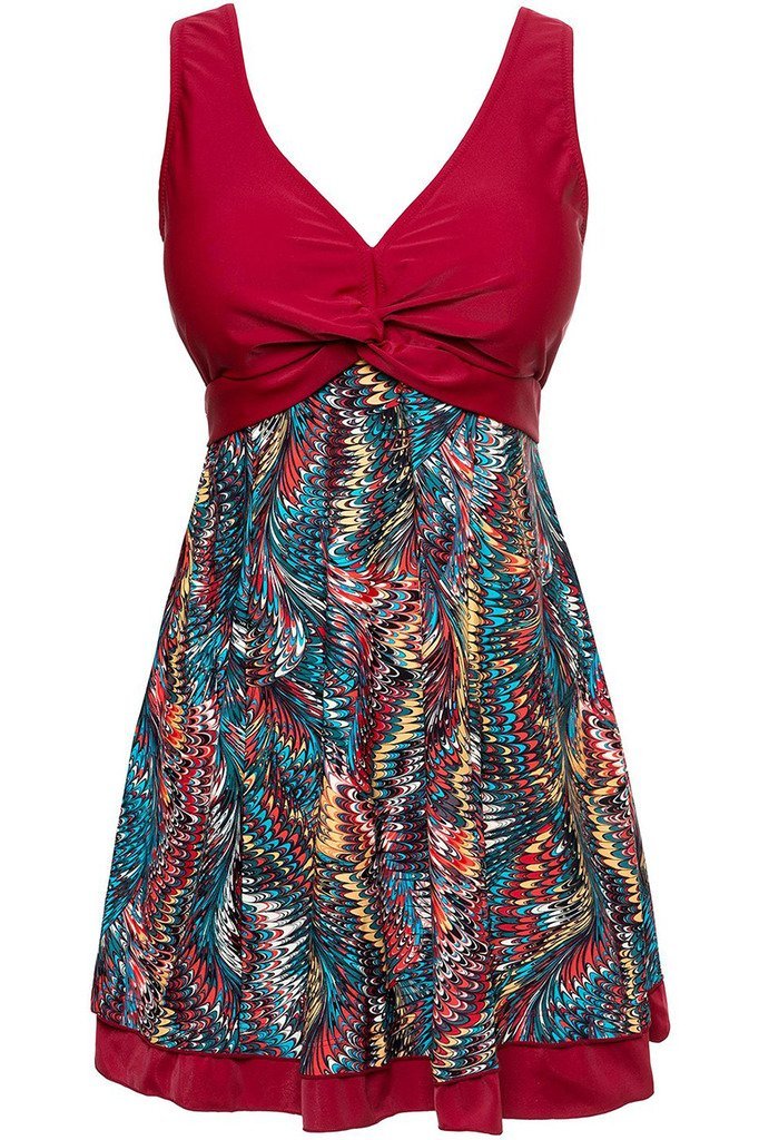 Swimdress Plus Size Women One-Piece Push Up Swimsuit
