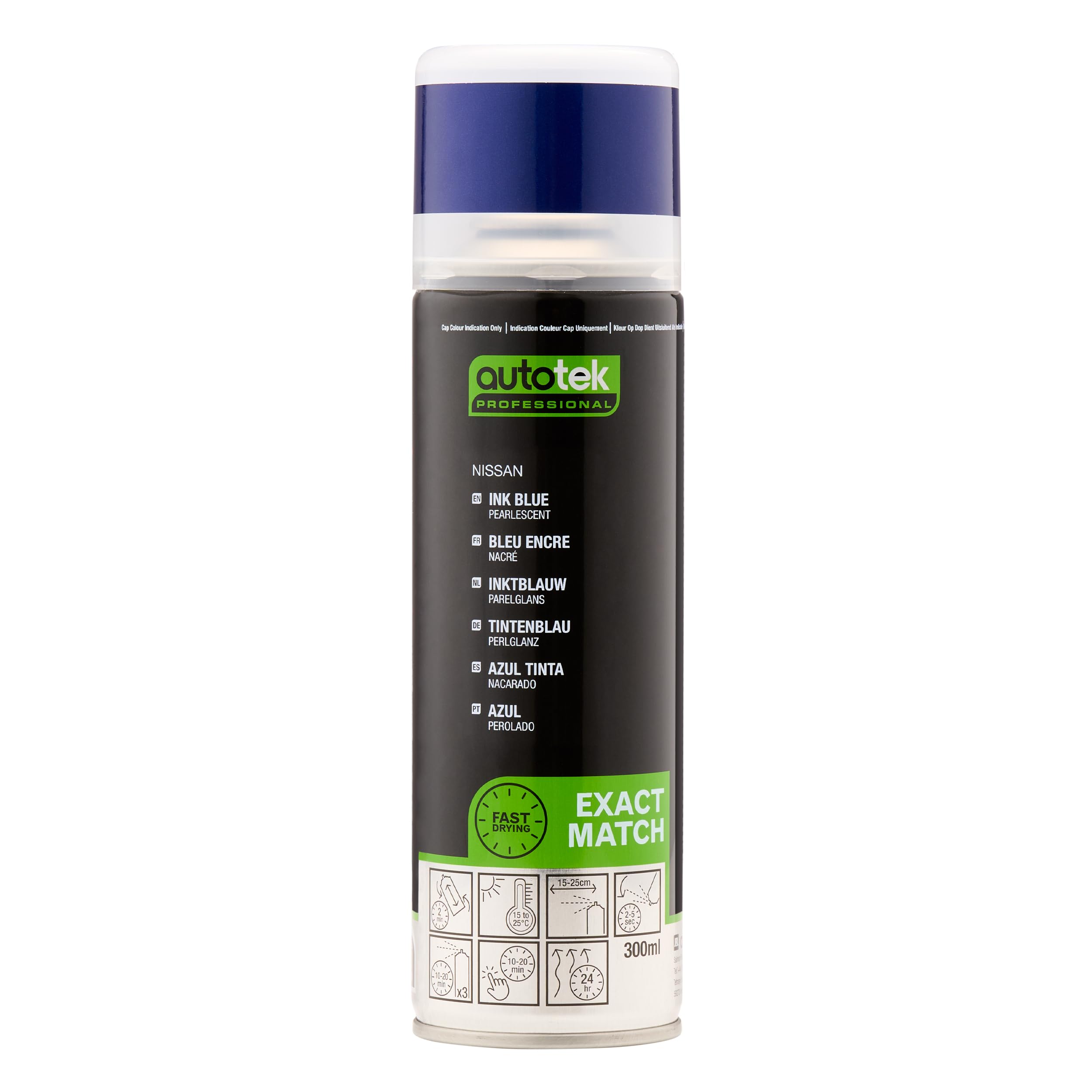 Autotek Professional Exact Match Car Spray Paint, Nissan Ink Blue Pearl Aerosol Spray, 300 ml