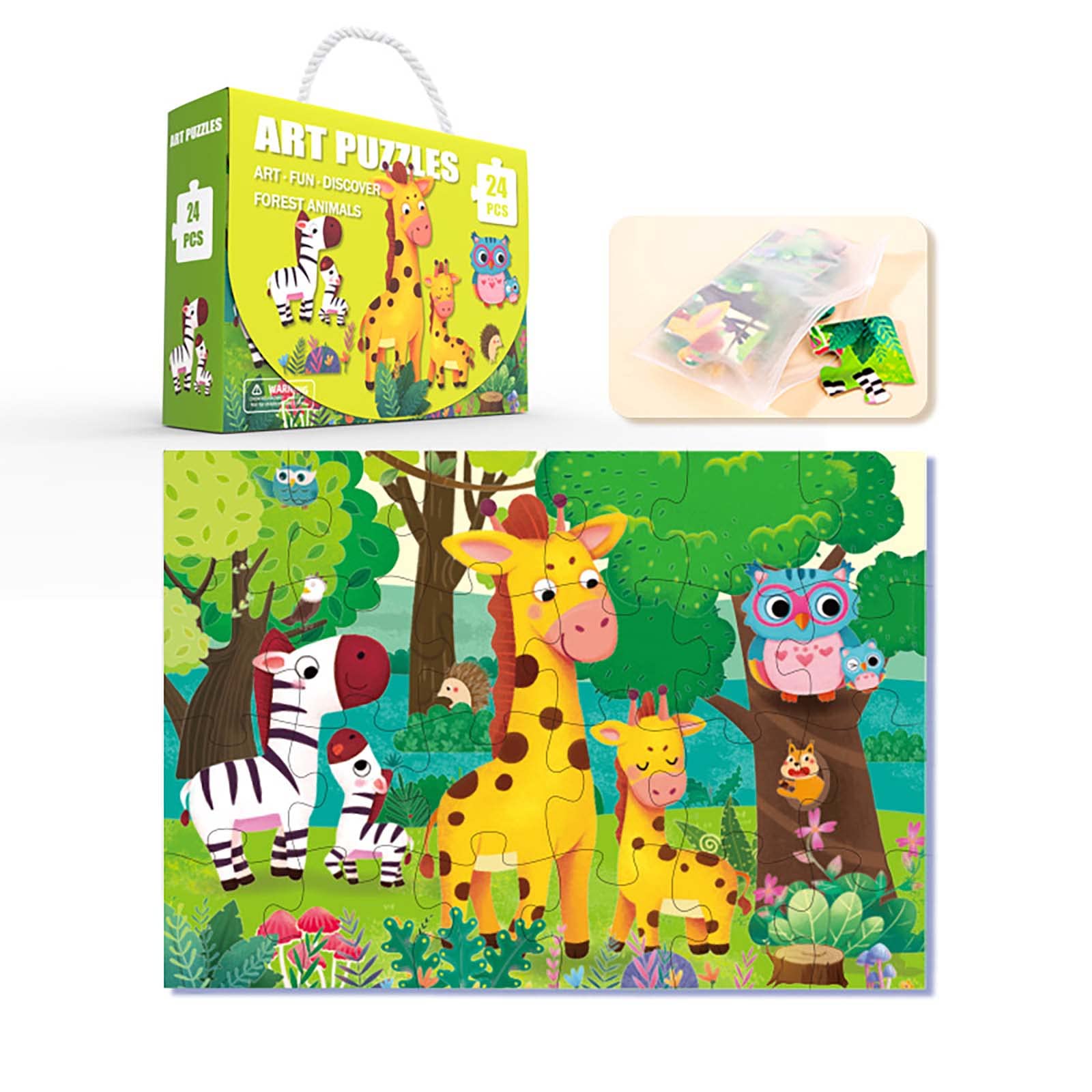 MiLikeDinosaur World Puzzle - 48-Piece Self-Correcting Eco-friendly Puzzle, Gift Box Edition, with Storage Bag Included (24pcs)