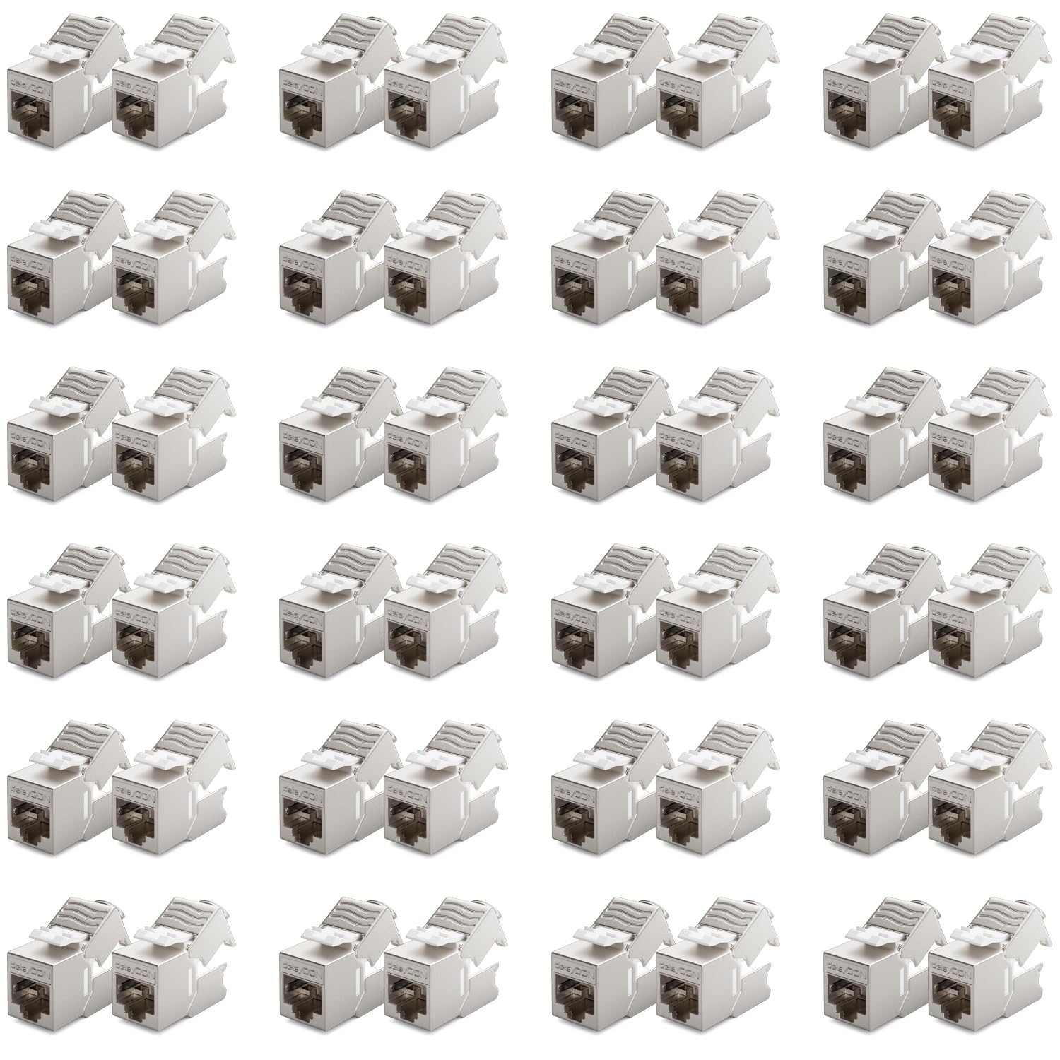 deleyCON 48x RJ45 Módulo Keystone Sin Herramientas (10 Gbit/s, 500 MHz) LSA, Totalmente Apantallado STP, Toma LAN/Ethernet para Cable CAT8 CAT7 CAT6 CAT5, Caja de Pared y Patch Panel