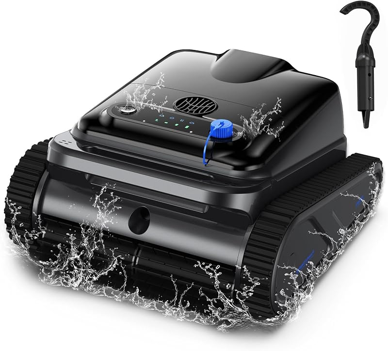2026 Upgrade OUCAXIA Robotic Pool Vacuum, 4L Large Capacity Pool Vacuum for Inground & Above Ground Pools Wall Climbing Pool Robot for Floor/Wall/Waterline/All Cover Up to 2200sq.ft (Blue)