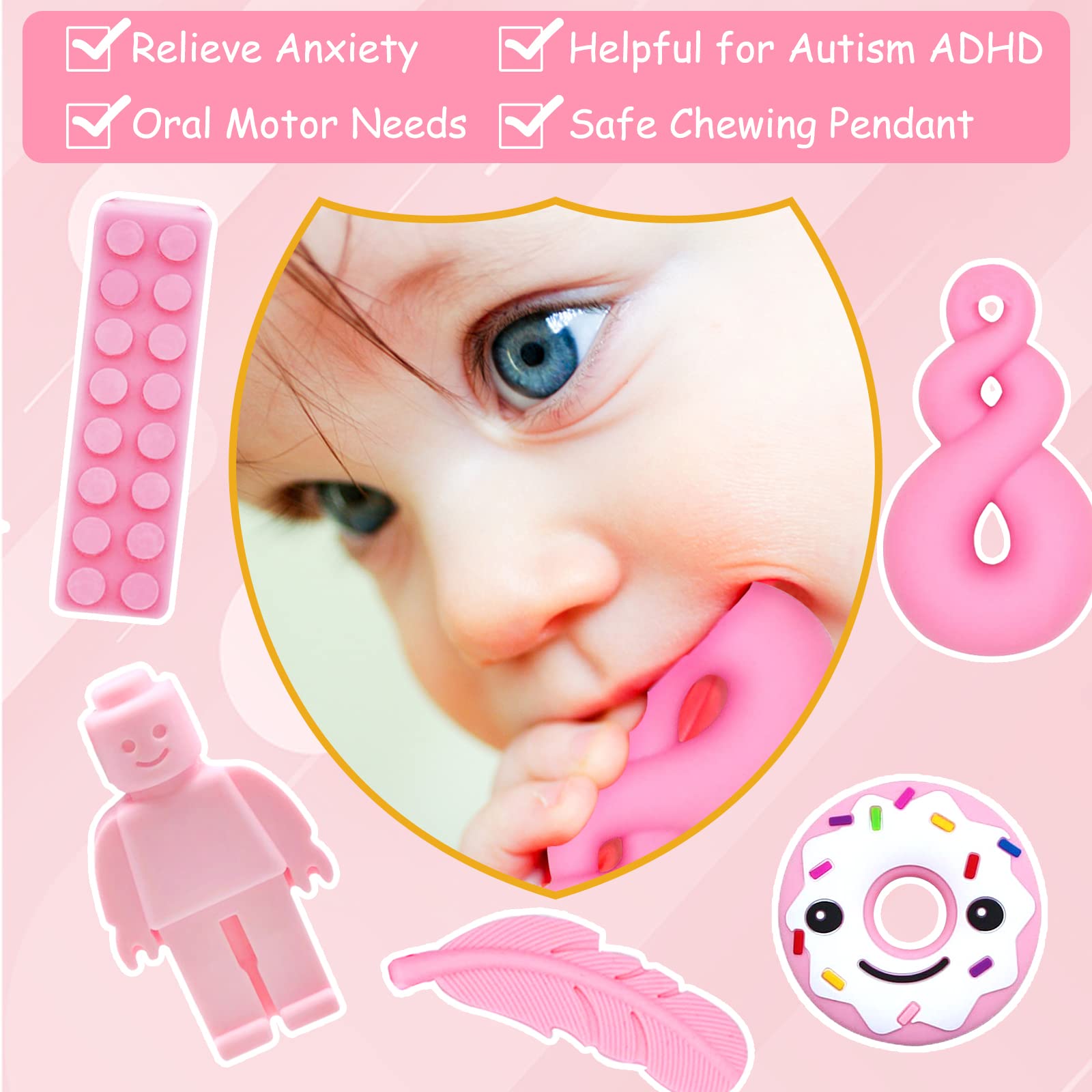 Acheter Jouets sensoriels, collier à mâcher pour enfants autistes, pendentif à mâcher, jouets autistes