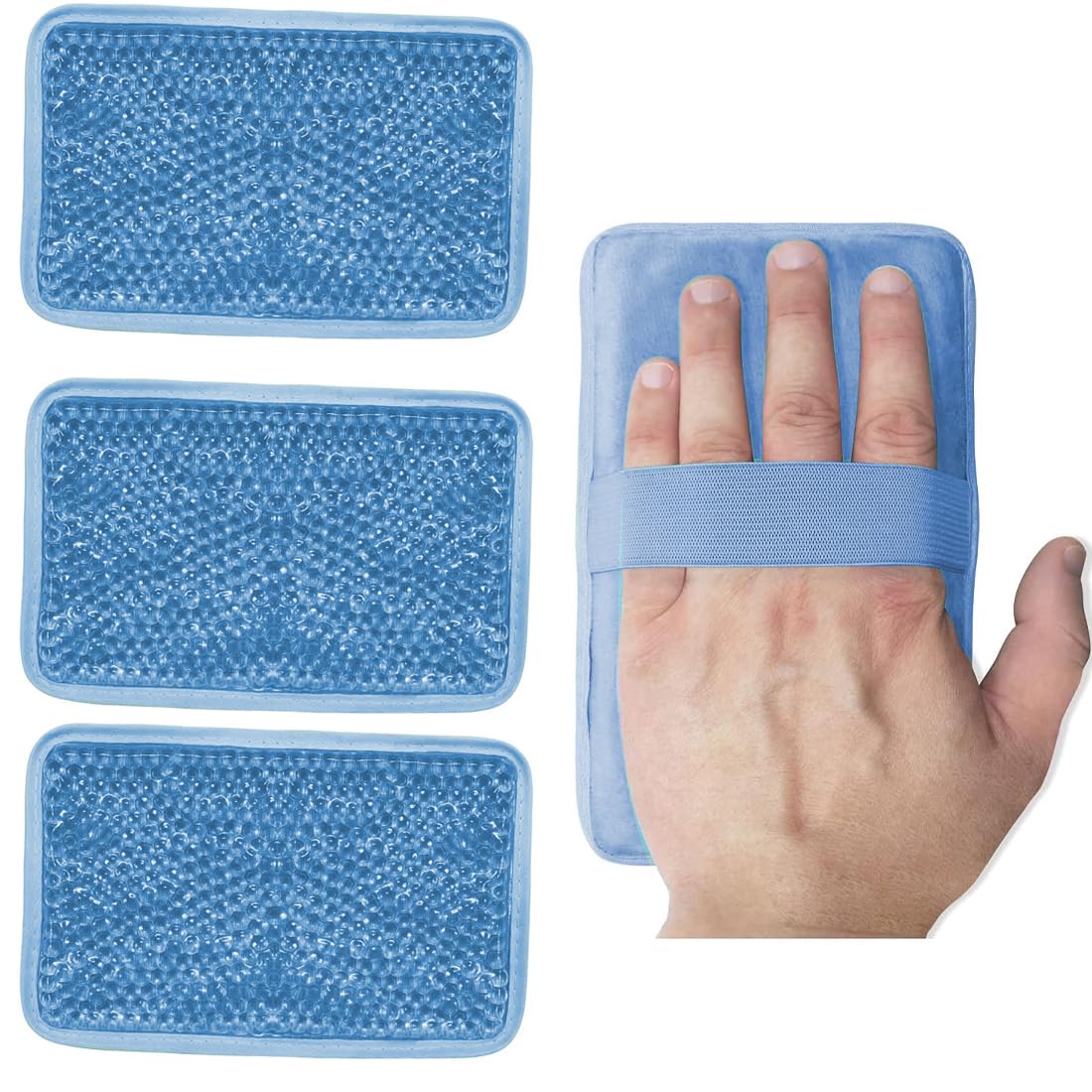 Ice Pack, Hot or Cold Pack Gel Bead and Back Flexible Cold Compress with Soft Covers, Reusable Gel Cooling Pad Compress for Sports Swelling, Knee, Foot, Ankle, Neck. (3 PCS Blue)