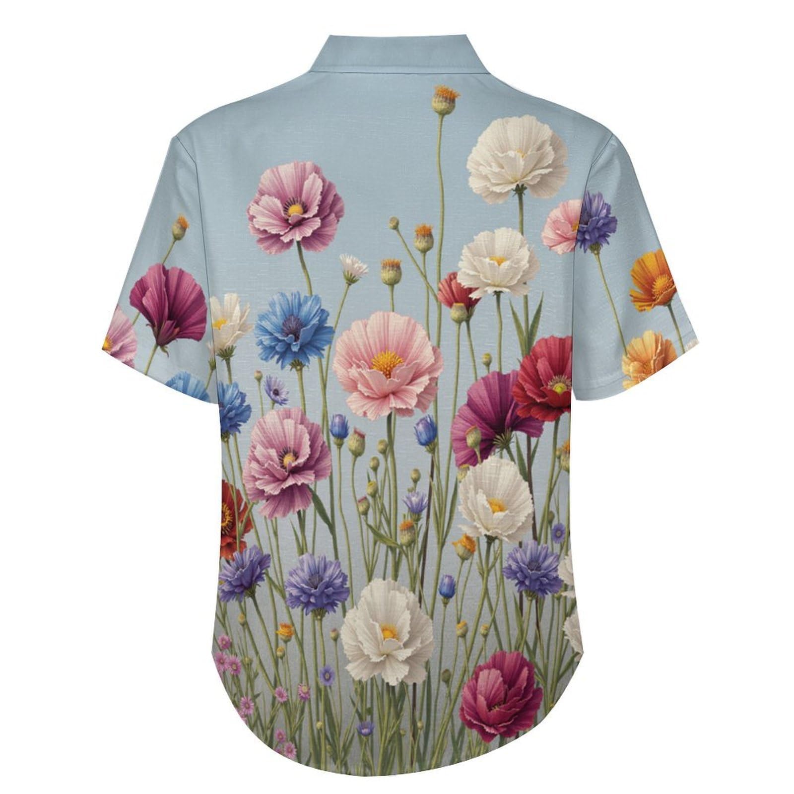 Camicie a Maniche Corte da Uomo - Camicie da Spiaggia con Stampa Fiori di Campo Dipinti A Mano, Funky Estiva Cool Camicia Hawaiana Monopetto Camicia S-5XL