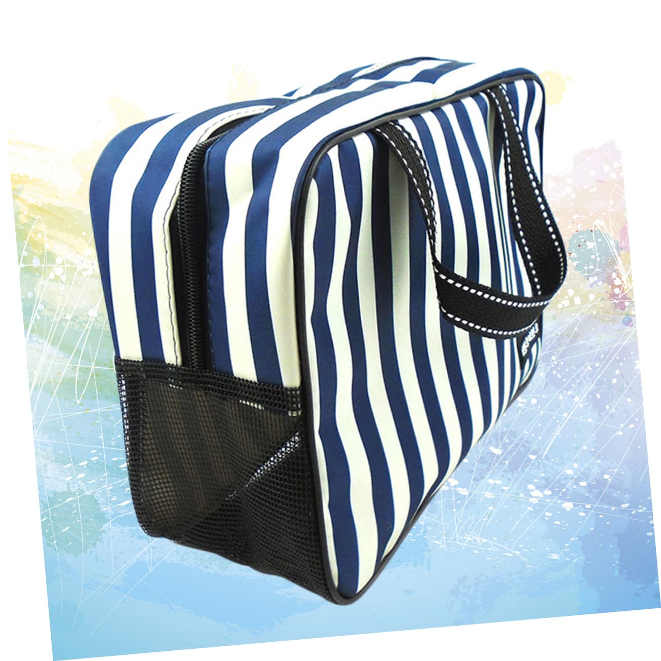 Ipetboom 2pezzi Borsa Da Bagno Strisce Blu e Bianche Capiente e Portatile Per Accessori Da e Viaggi Borsa Multiuso
